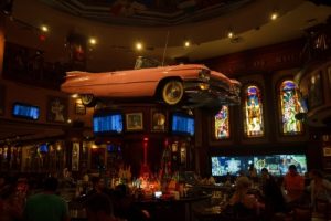 Inside Hard Rock Cafe stage at Universal CityWalk at night