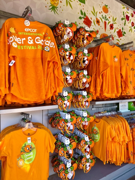 Orange Bird themed merchandise at the EPCOT International Flower and Garden Festival.