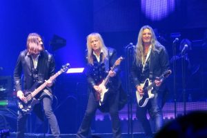 Guitarists Tony Dickinson, Chris Caffery and Joel Hoekstra perform with the band Trans-Siberian Orchestra.