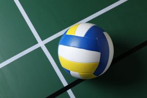 A volleyball on a court