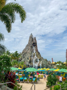 Krakatau, the stately volcano at the heart of Volcano Bay, a water park operated by Universal Orlando Resort